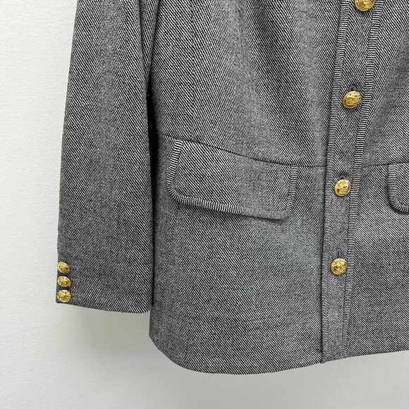 Escada Grey Herringbone Wool Button Front Jacket Womens 44 US 14 - Picture 4 of 8